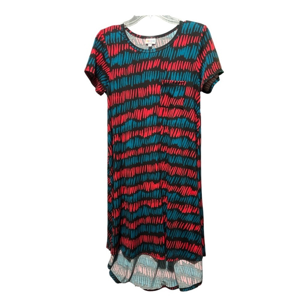 LuLaRoe Black, Red And Teal Patterned Dress NWT (Carly)